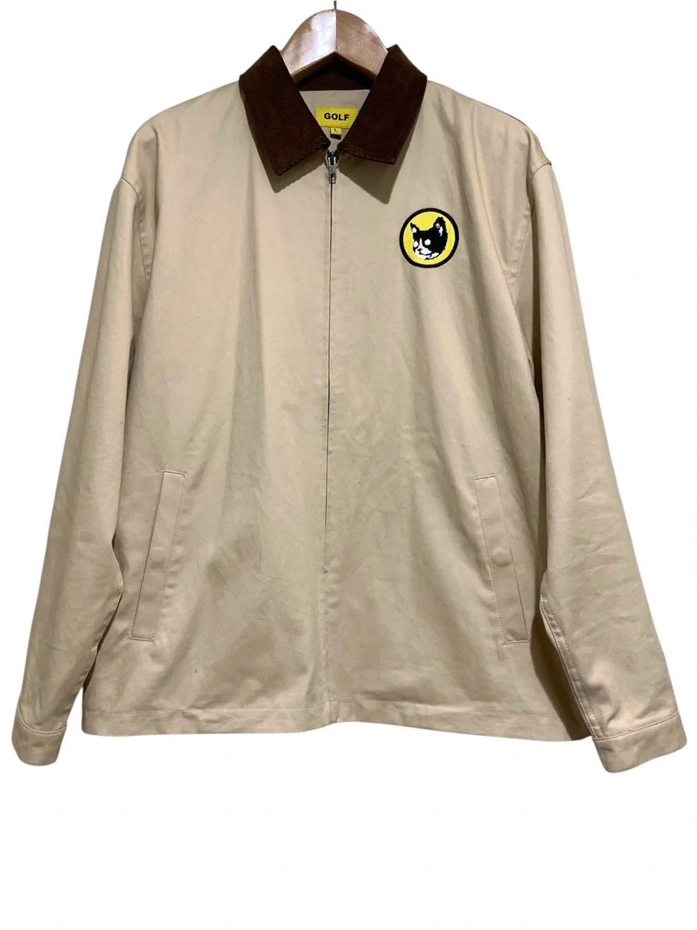 Golf Wang Kill Cat Tan Zip Jacket Cat Graphic Liner Size Large Streetwear Design